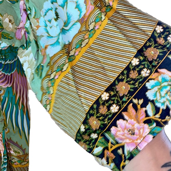Sage and pink Floral Peacock Belted Kimono Cardi - Picture 6 of 10